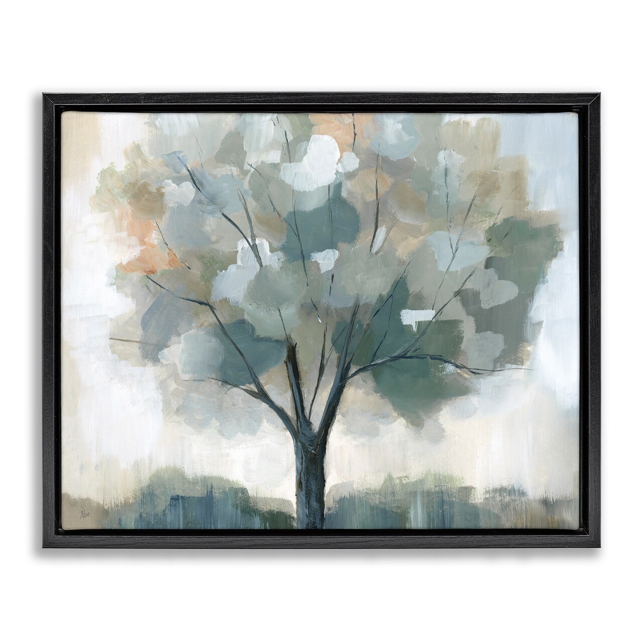 Stupell Industries Mottled Tree Impression Floater Framed Canvas Wall Art Design by Nan